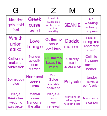 WWDITS The Wedding Bingo Card