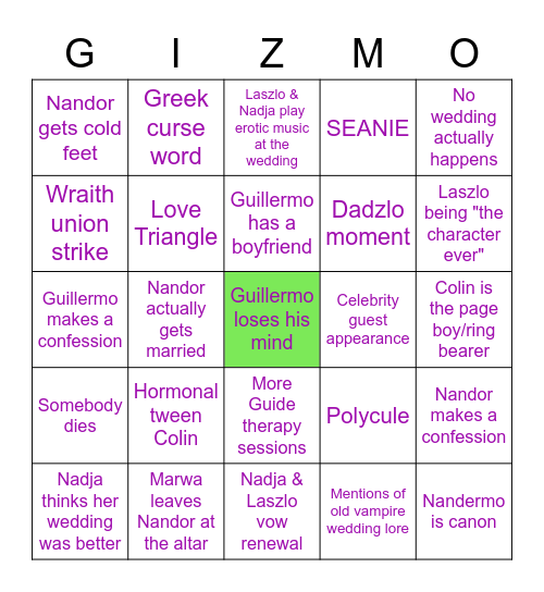 WWDITS The Wedding Bingo Card