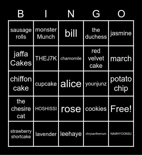 zeonghane Bingo Card