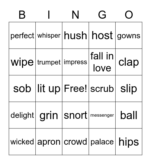 Cinderella Bingo Card