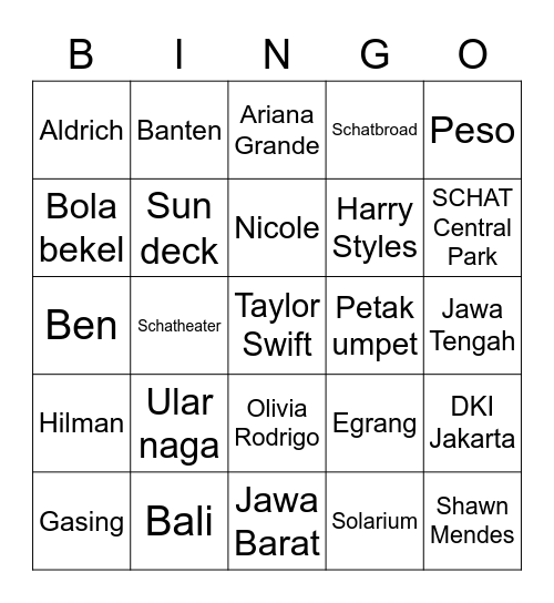 Punya Rena Bingo Card