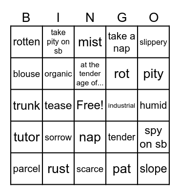 Core U23 Bingo Card