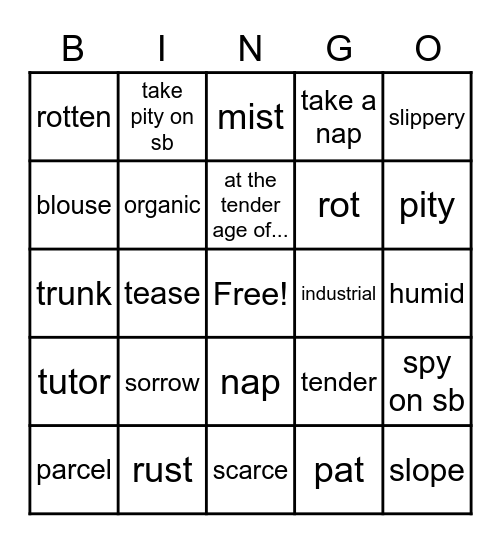 Core U23 Bingo Card