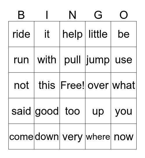 first grade unit 1 sight words bingo Card