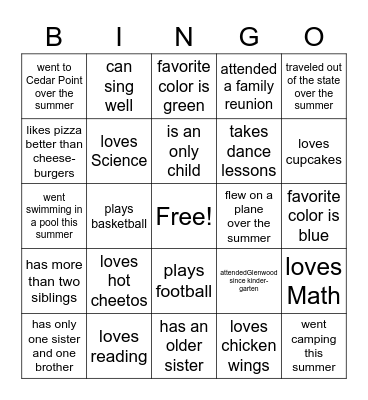 Bingo Scavenger Hunt Bingo Card