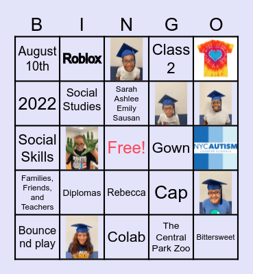 Class 2 Graduation Bingo Card