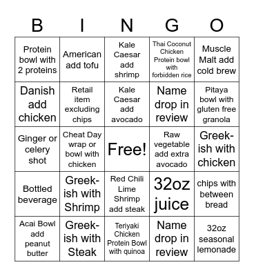Chop Bingo Card