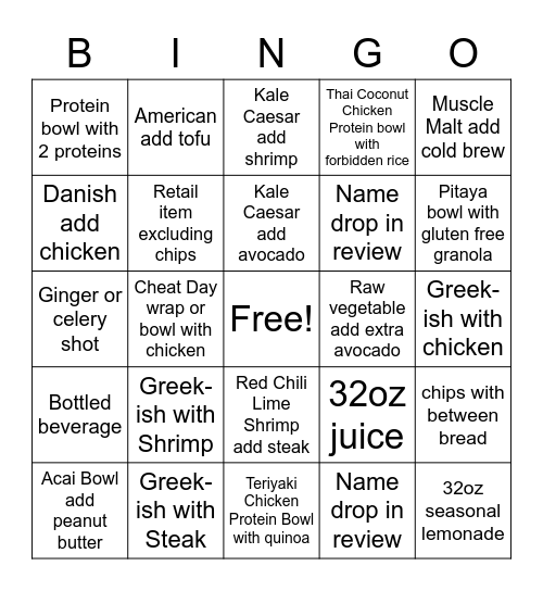 Chop Bingo Card