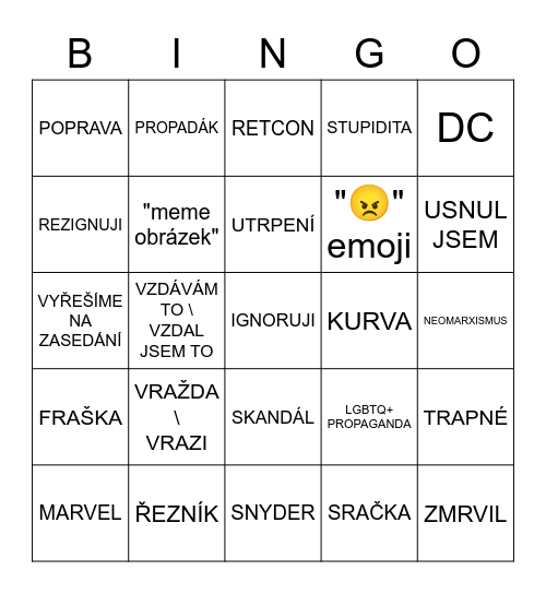 "Honza viděl film" Bingo Card