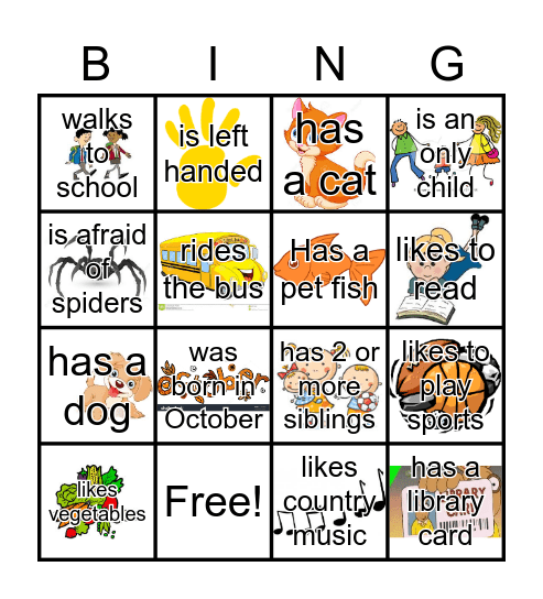 Get to know you bingo Card