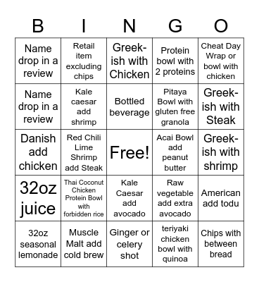 Chop Bingo Card