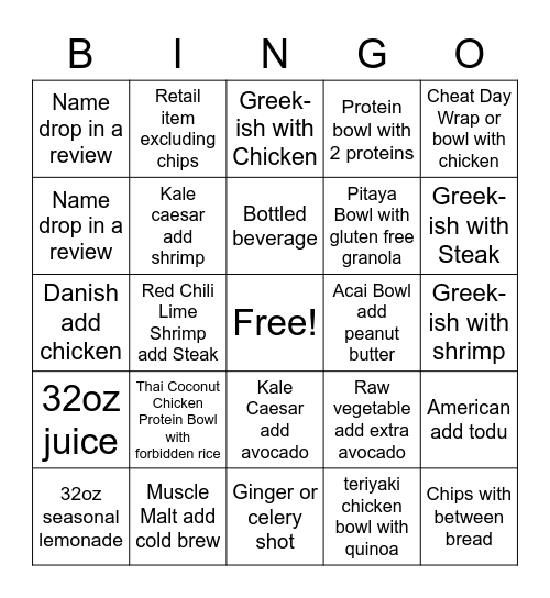 Chop Bingo Card