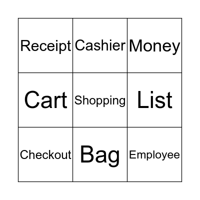 Grocery Shopping Bingo Card