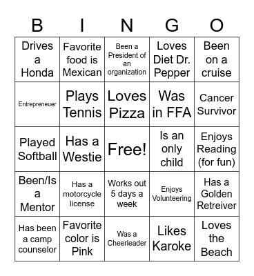 COAD Bingo Card