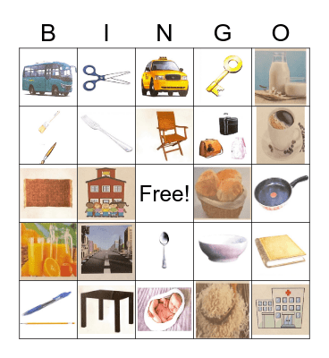 English Bingo Card