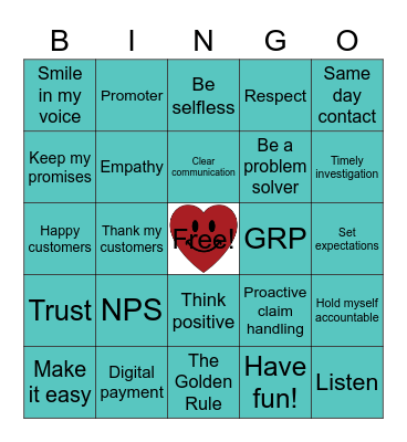 Customer Experience BINGO Card