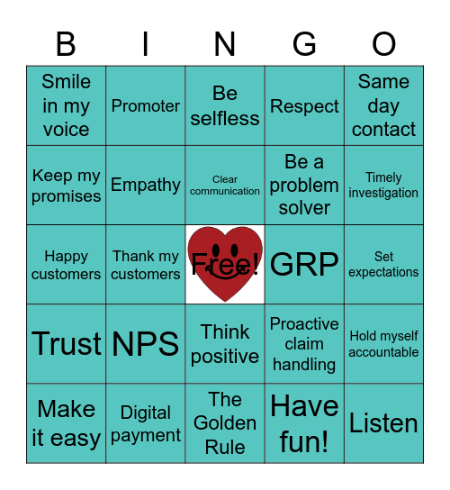 Customer Experience BINGO Card