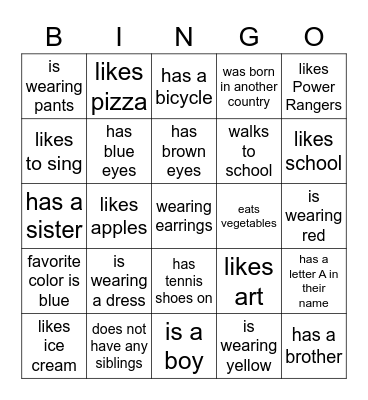Getting to know my teammates BINGO Card