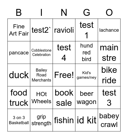 Twin City Days Bingo Card
