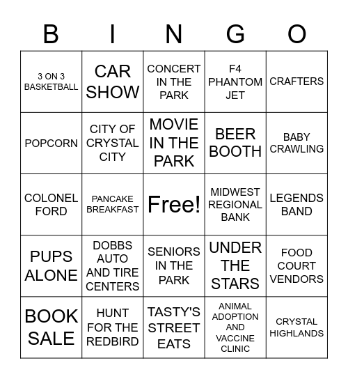 TWIN CITY DAYS BINGO Card