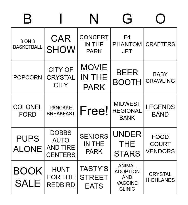 TWIN CITY DAYS BINGO Card