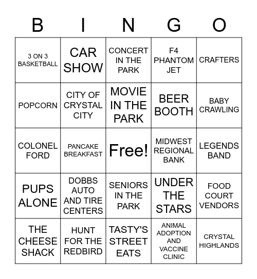 TWIN CITY DAYS BINGO Card