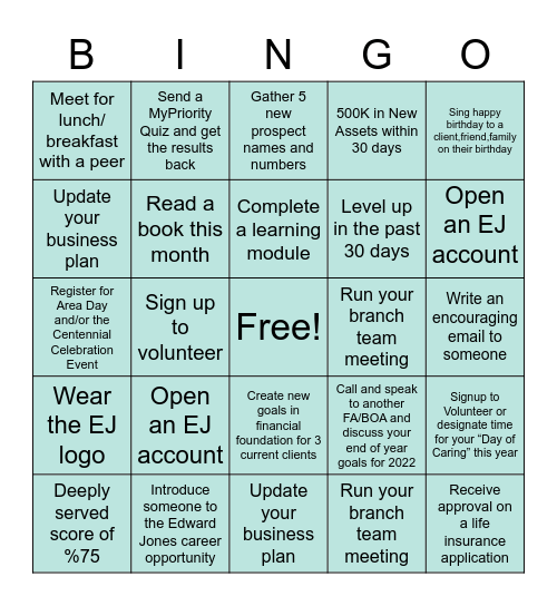 “DO IT” Bingo Card