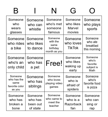 Human Bingo Card