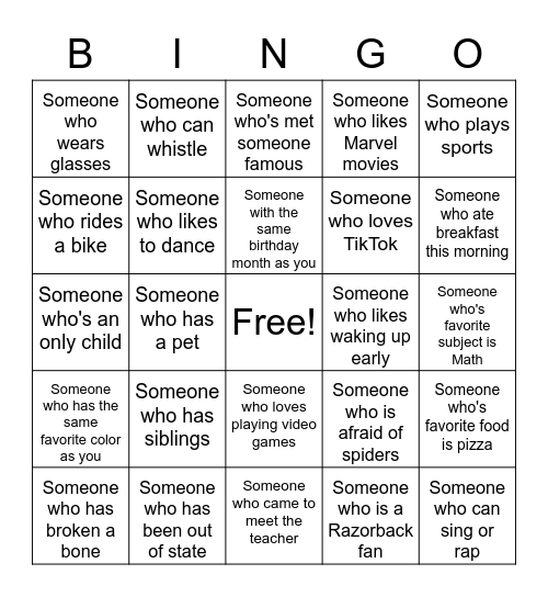 Human Bingo Card