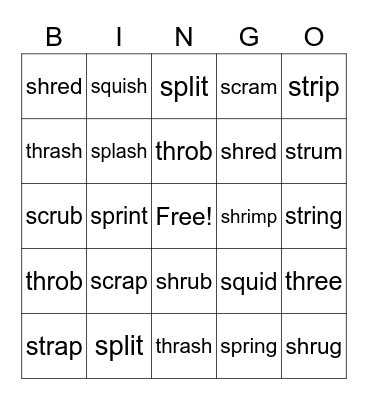 3-Letter Blends Bingo Card