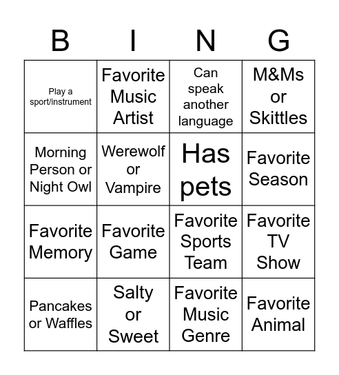 Untitled Bingo Card