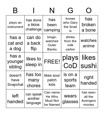Find Someone Who... Bingo Card