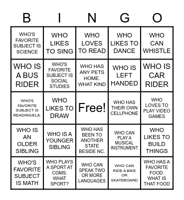 GET TO KNOW YOUR CLASSMATES DETECTIVE BINGO. FIND SOMEONE..... Bingo Card