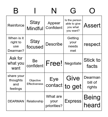 DEARMAN Bingo Card