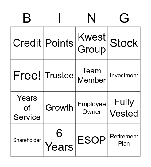ESOP Month Celebration Bingo Card