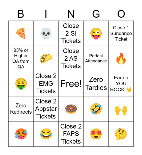 SI Emoji Bingo Card