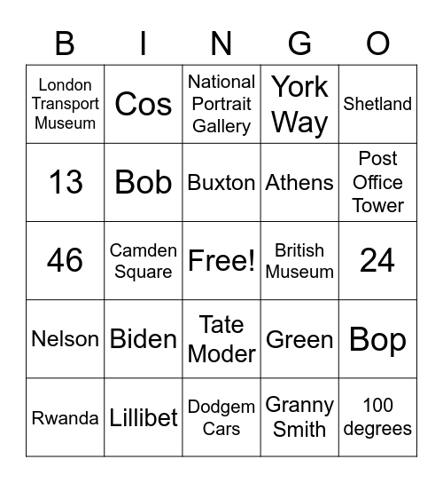Skyes Birthday Bingo Card