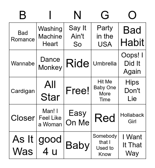 ULTIMATE MUSIC Bingo Card