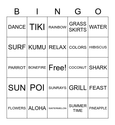 LUAU Bingo Card
