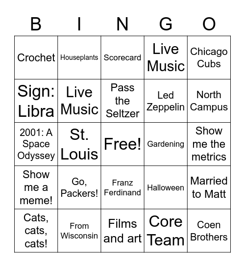 Michelle Bingo Card