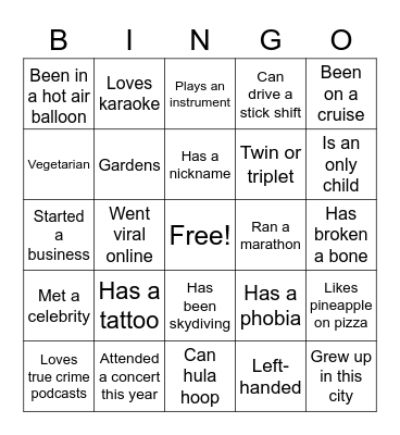 UNI 220 Icebreaker Bingo Card