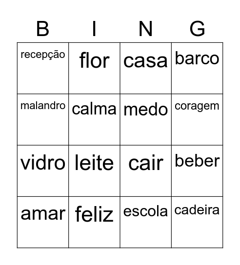 Morfemas Bingo Card