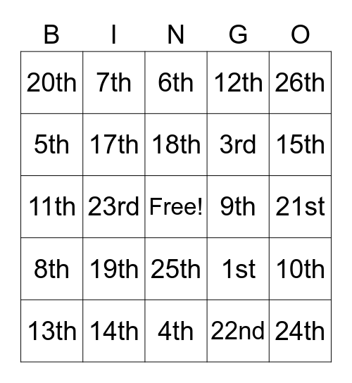 27 Amendments Bingo Card