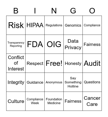 FMI Bingo Card