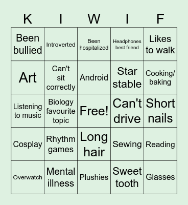 KiwiFlower bingo Card