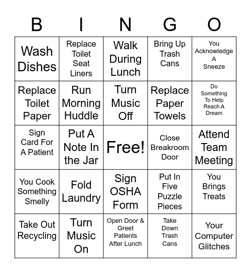 Dental Bingo Card