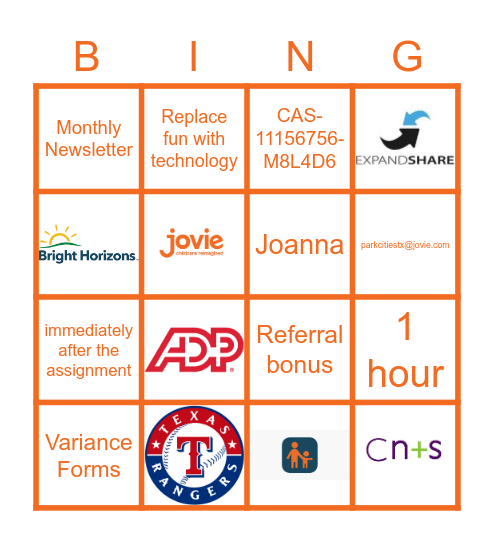 Jovie Bingo Card