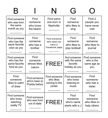 Getting to Know your peers Bingo Card