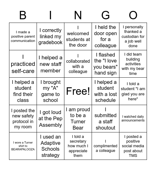 TMS SONIC BINGO Card