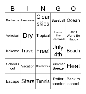 Summertime Bingo Card